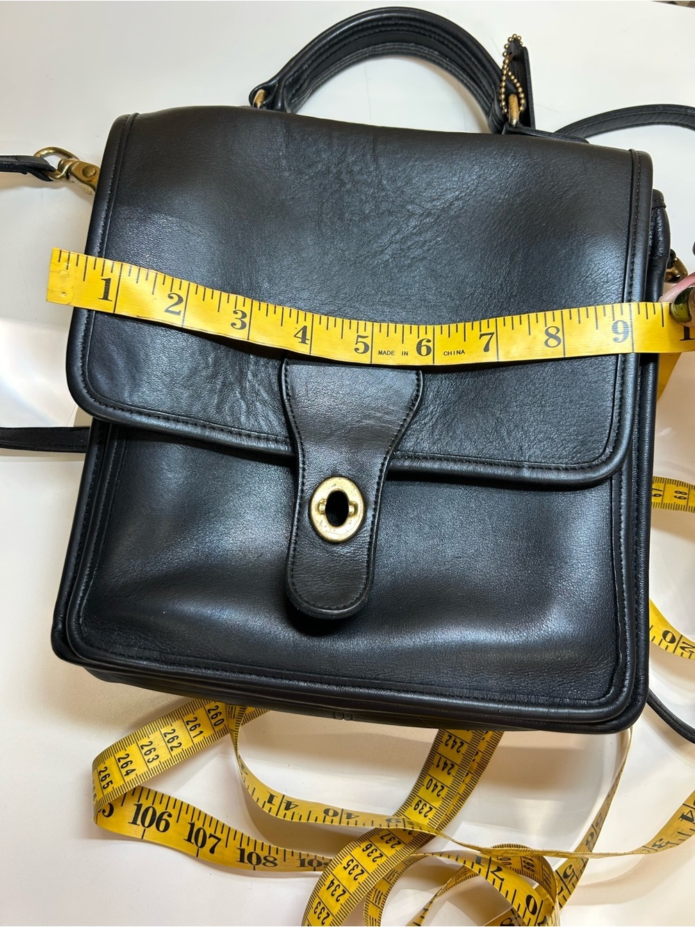 Coach Black Leather Top-Handle Briefcase with Gold Turn-Lock - Picture 9 of 13